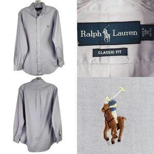 Polo Ralph Lauren Oxford Shirt Men's M 15 Solid Blue LS Pony Button Down